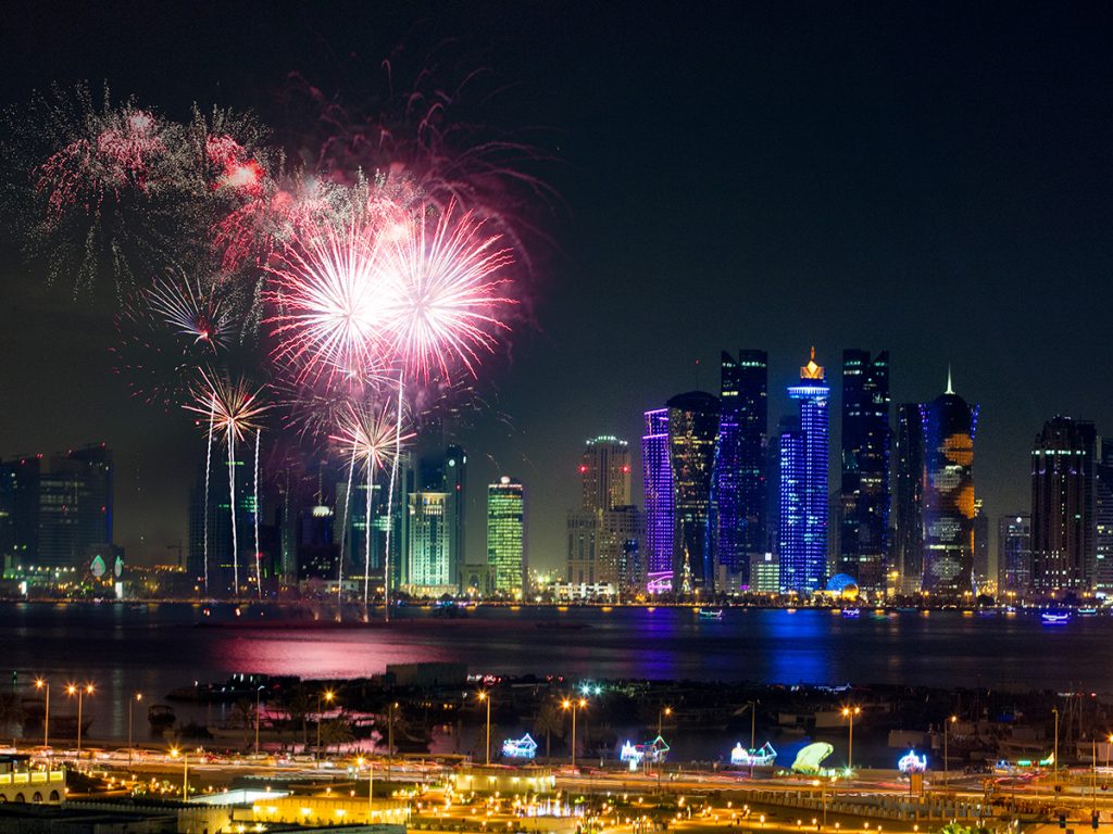 doha corniche new year fireworks